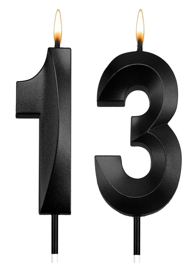 Aurawix 13th Birthday Candles Black Birthday Candles Numeral Candles Cake Topper Decoration for Birthday Party Candles Wedding Anniversary Celebration Supplies（Black，13th） - Image 1